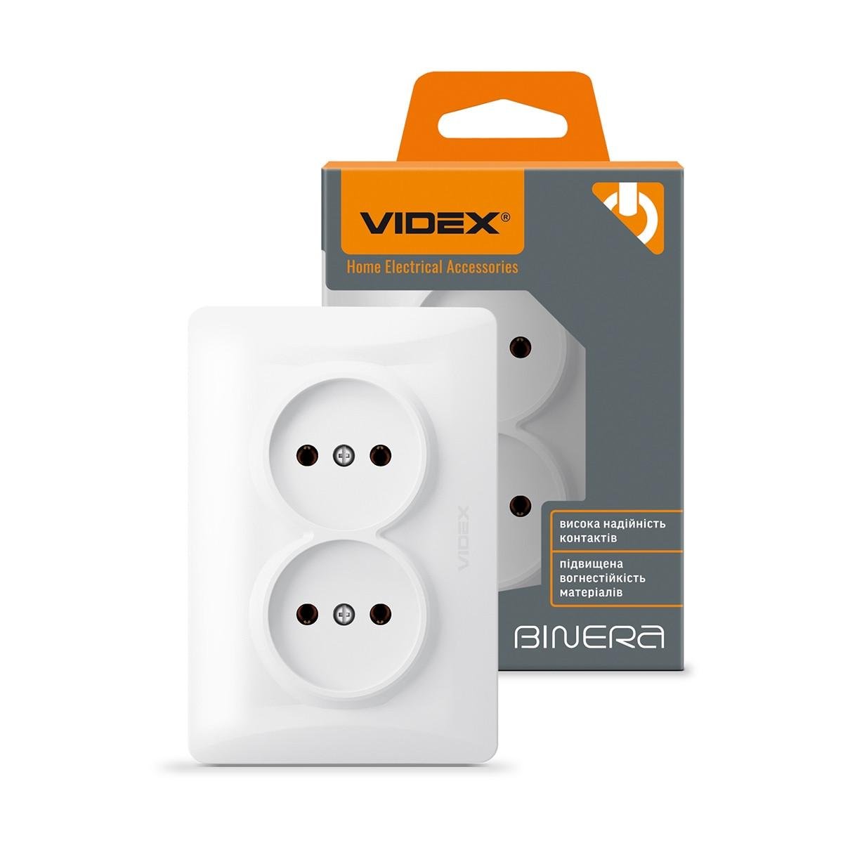 Розетка подвійна біла BINERA VF-BNSK2-W VIDEX