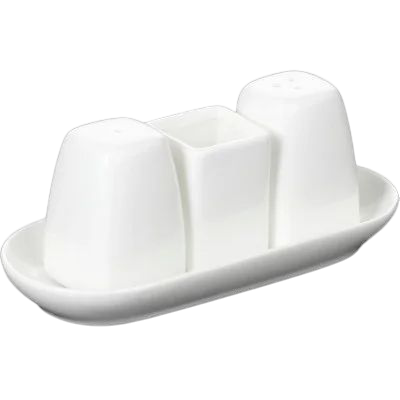 Набір для солі перцю і зубочисток Wilmax порцеляновий на підставці 4 пр. (996005)