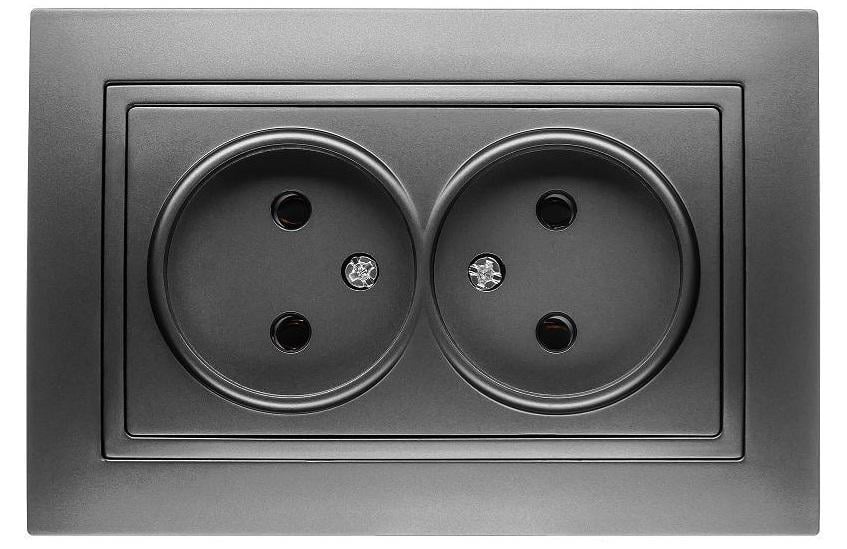 Розетка двухместная MARSHEL ELEGANT RS16-377 Graffite