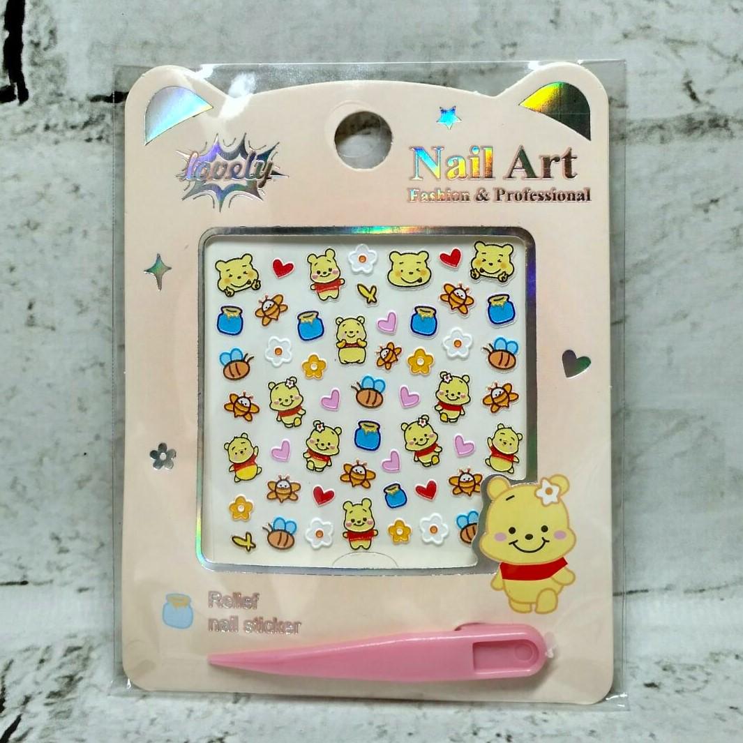 Наклейки для ногтей детские дизайн маникюра Мишка рельефные 6х6 см Разноцветный (24-613-30)