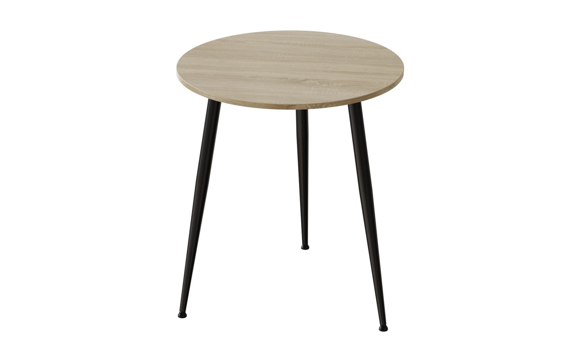 Обідній стіл круглий Ferrum-decor OPTIMA 3 ніжки конусні метал/ДСП 16 мм 750x670x670 мм Чорний/Дуб Сонома (FRD-107444)