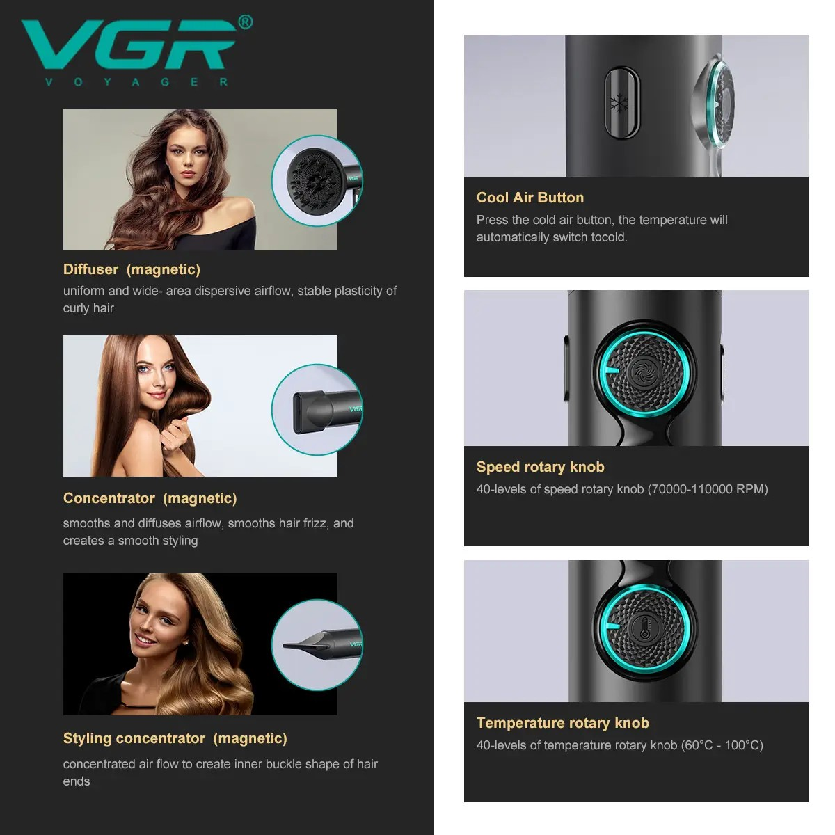 Фен професійний VGR Червоний (V-401) - фото 2