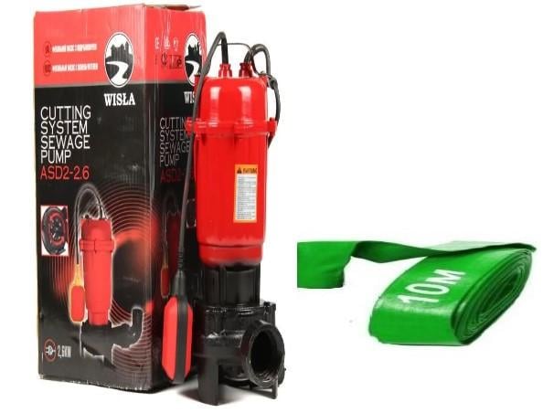 Насос дренажно-фекальный Wisla ASD 2 2,6 kW А нож/измельчитель с поплавком/шланг 10 м (30380229)