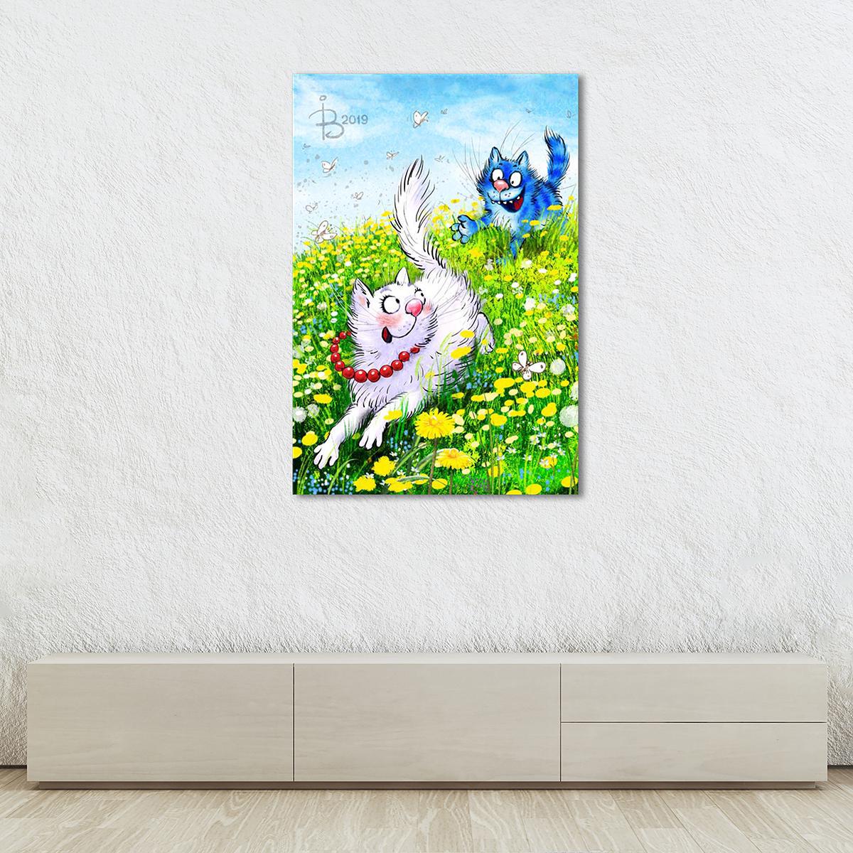 Модульная картина Догони кошечку! 1 модуль 70x105 см (_rinaz_2019192502)