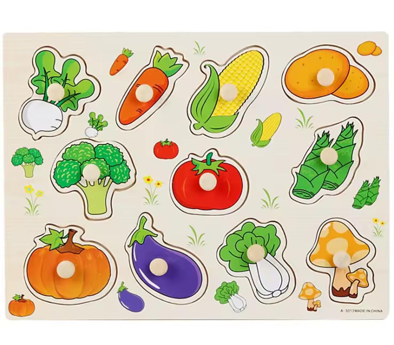 Іграшка для малюків Овочі дерев'яний пазл-вкладиш з ручками (44)