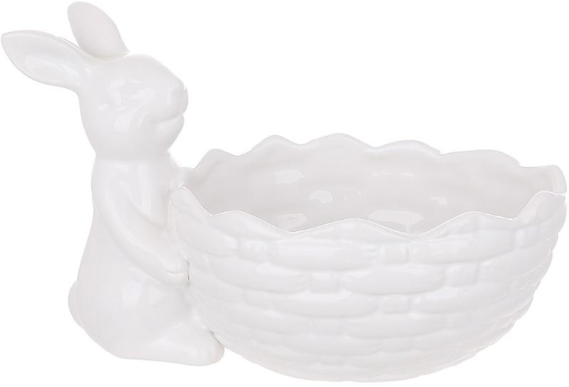 Пиала керамическая зайка с корзиной с фигуркой зайца 550 мл
