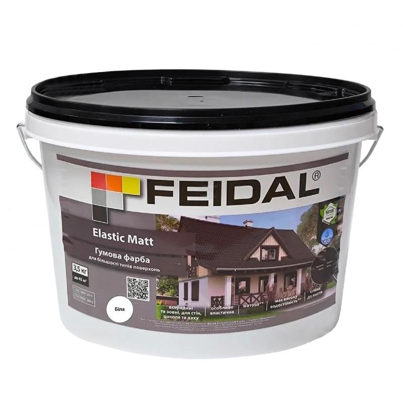 Краска резиновая Feidal Elastic Matt матовая защита от трещин и влаги для наружных и внутренних работ 3,5 кг Белый