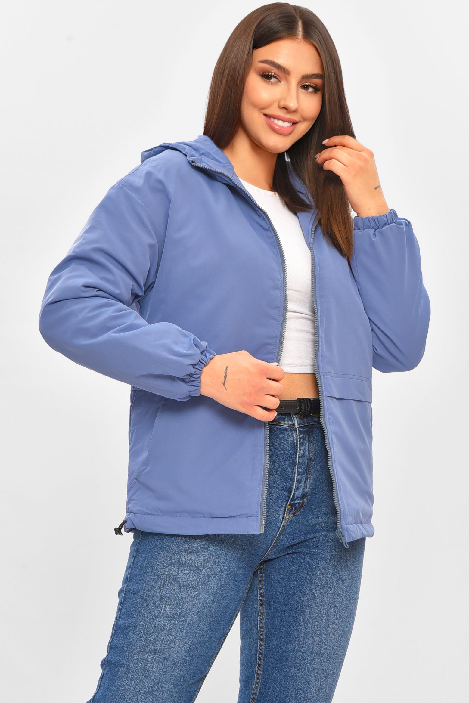 Куртка женская демисезонная однотонная р. 44/M Голубой (206107) - фото 2 Куртка женская демисезонная однотонная р. 44/M Голубой (206107) - фото 2