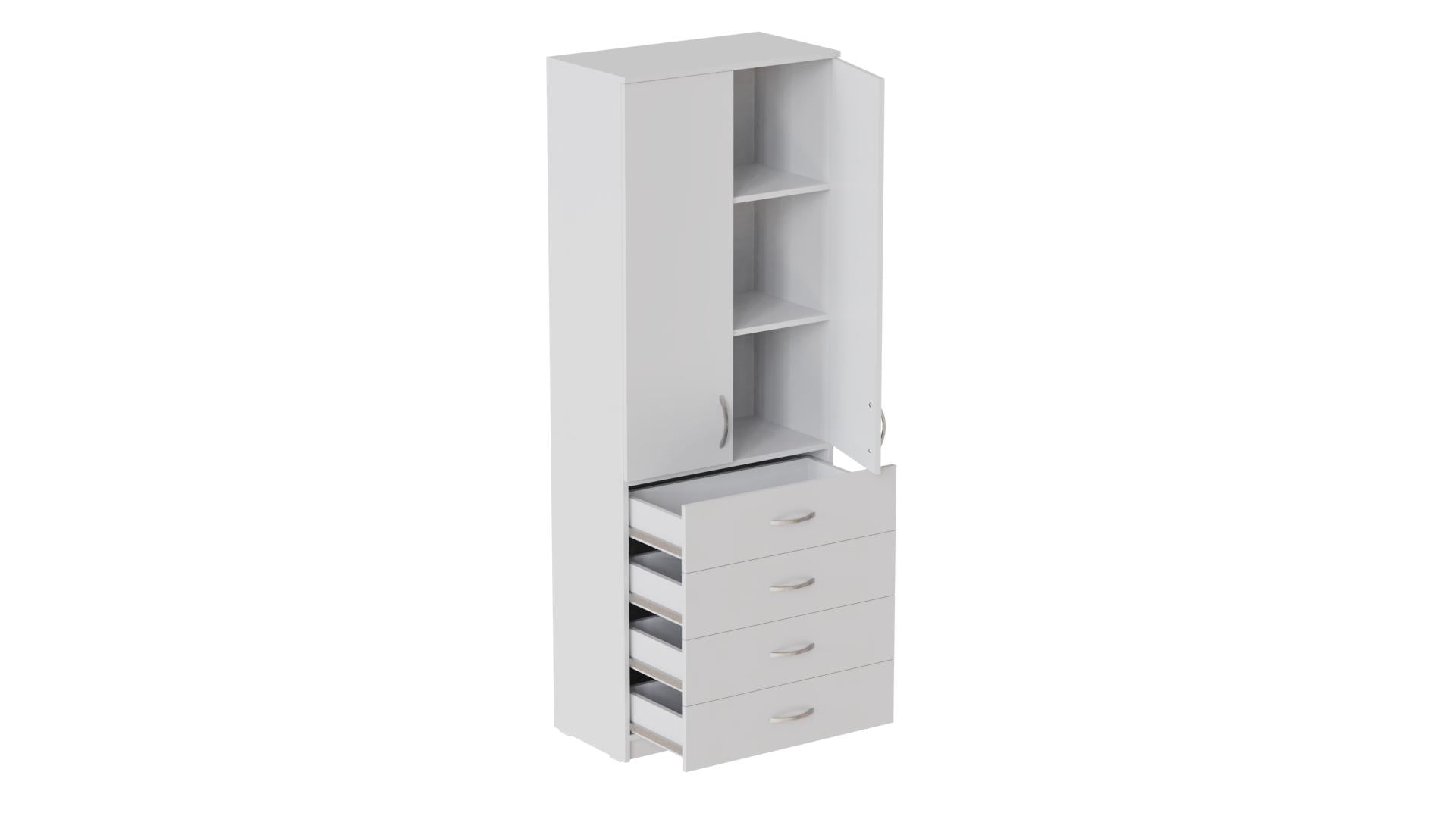 Шкаф Ferrum-decor Анжело на 3 полок с 2 дверями и 4 ящика ДСП 16 мм 900x700x380 мм Белый (FRD-105025) Шкаф Ferrum-decor Анжело на 3 полок с 2 дверями и 4 ящика ДСП 16 мм 900x700x380 мм Белый (FRD-105025)