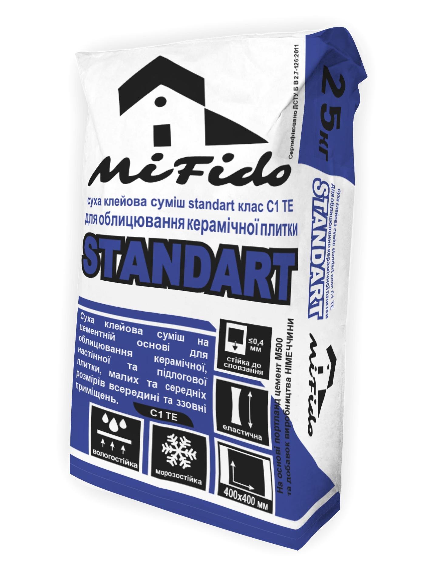 Клей для плитки MiFido STANDART 25 кг (20122)