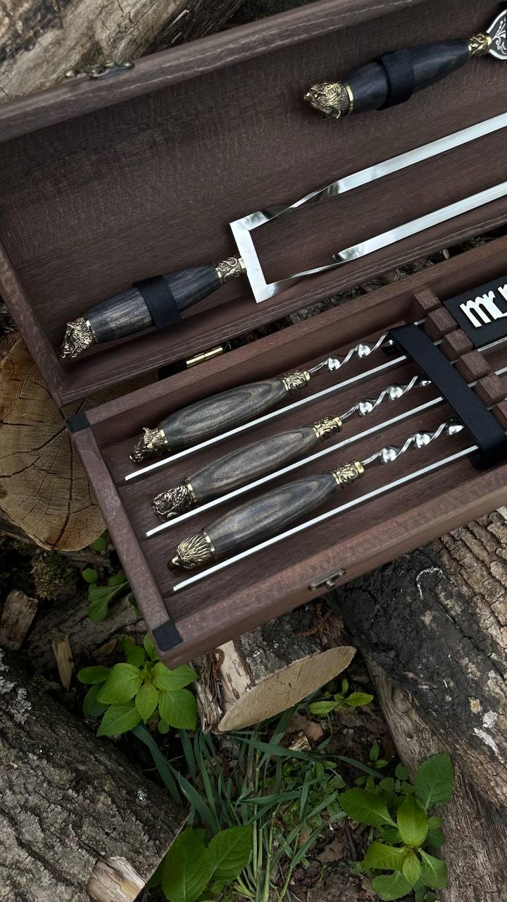 Набір шампурів Lux-Premium №8 ручної роботи (19223169) - фото 5 Набір шампурів Lux-Premium №8 ручної роботи (19223169) - фото 5