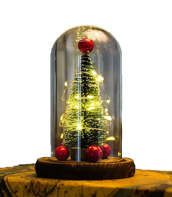 Елка декоративная в колбе с LED подсветкой с гирляндой 21 см (2479516971)