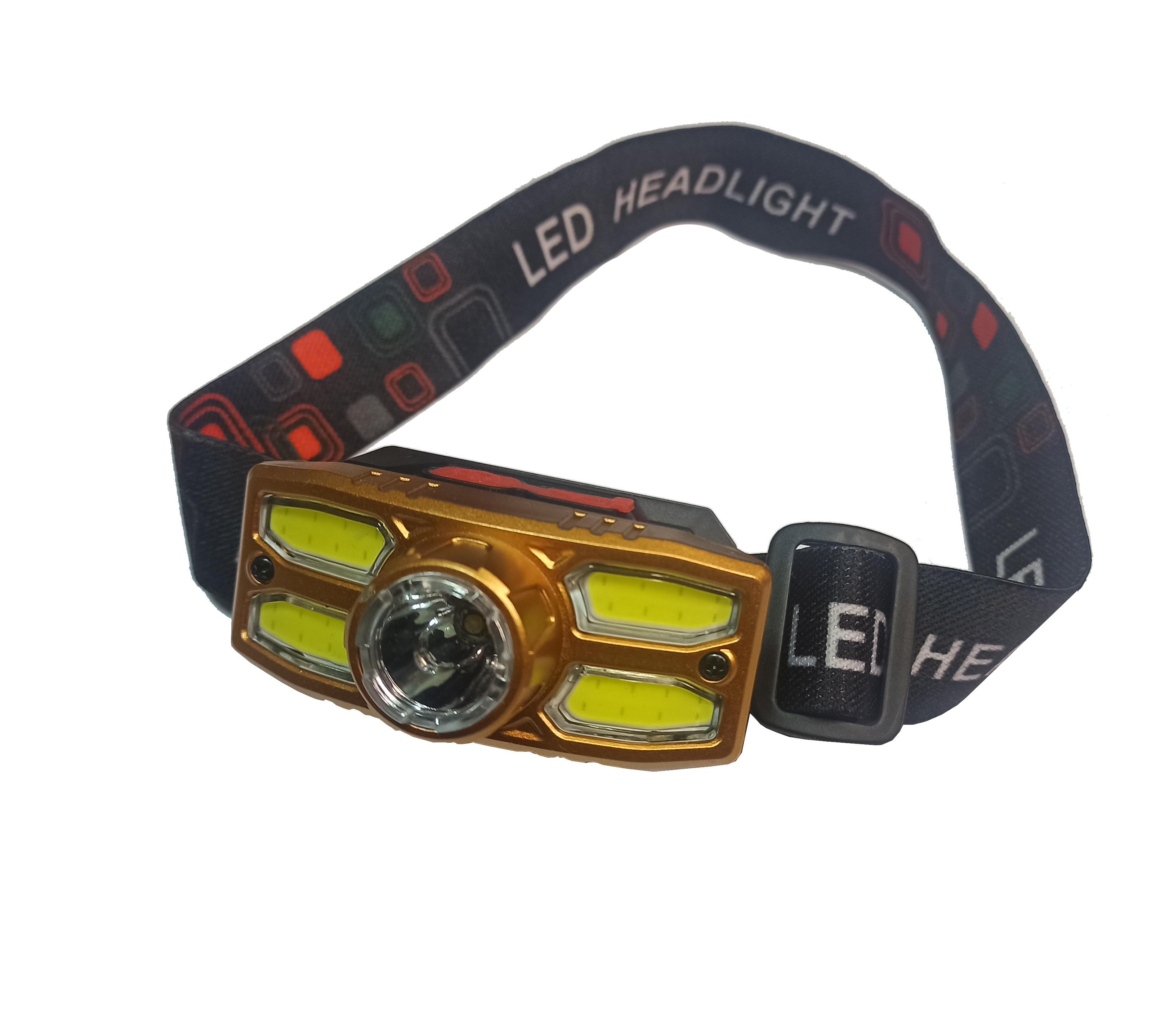 Фонарь налобный аккумуляторный Headlight HX209-XPE+4COB USB (t7975)