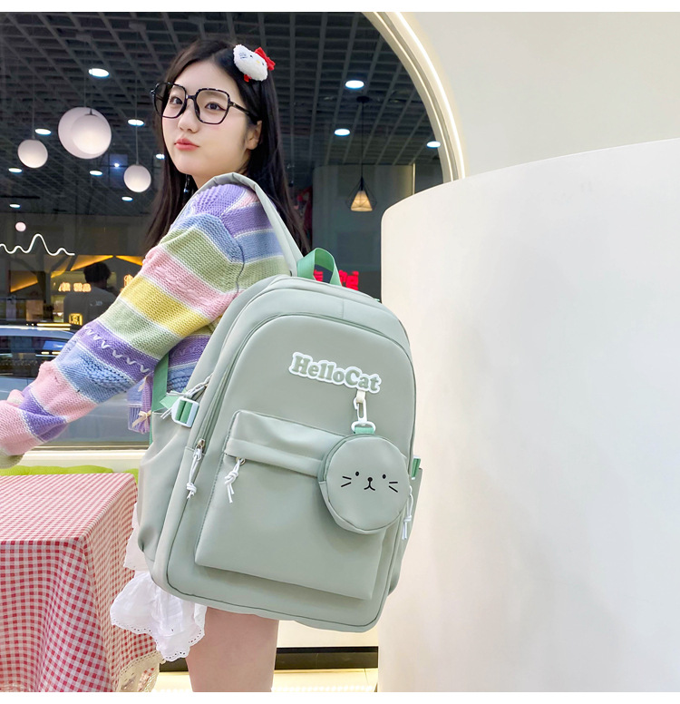 Школьный рюкзак для девочки Hello Cat 5в1 5-11 класс Зеленый (27668055) - фото 8 Школьный рюкзак для девочки Hello Cat 5в1 5-11 класс Зеленый (27668055) - фото 8