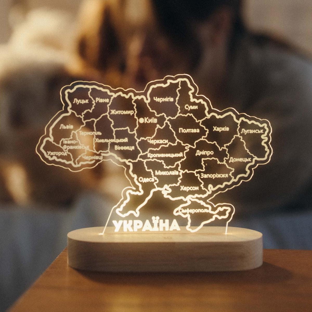 Ночник Карта Украины из дерева (13485721)