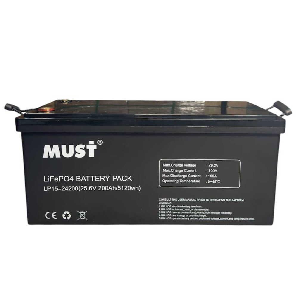Аккумулятор Must LiFePO4 25,6V 200 Ah BMS 60/100A 5120 Wh (LP15-24200)