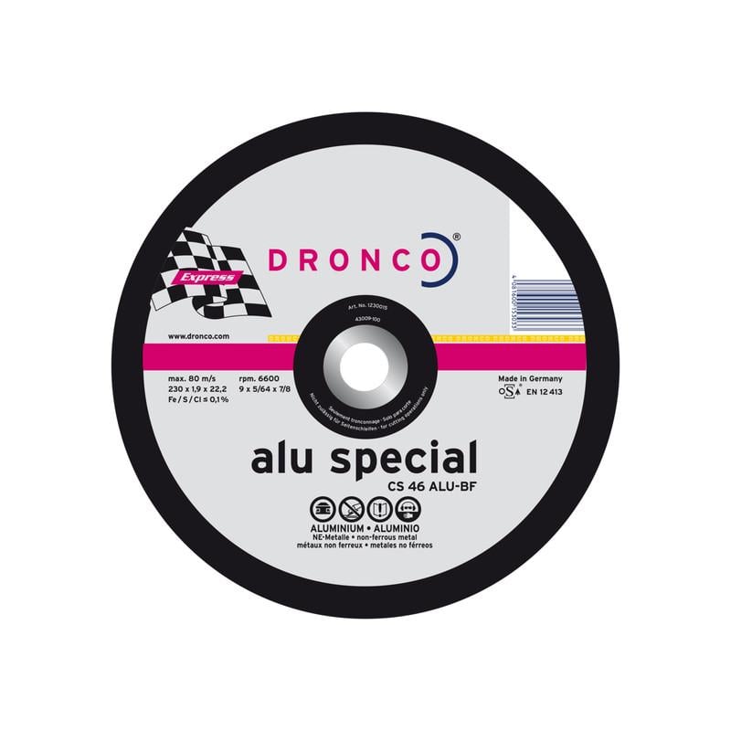 Диск отрезной Dronco CS 60 ALU 230x1,9x22,2 мм по алюминию (INKRU00000P230192D)