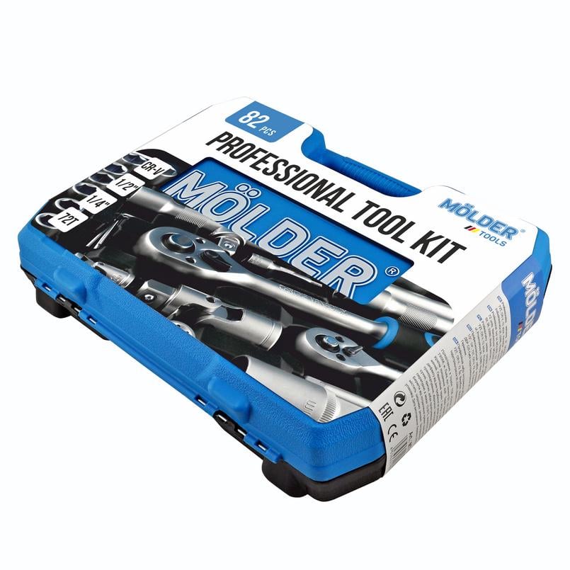 Набор инструментов профессиональный Molder 1/2"/1/4" 72 T CR-V в кейсе 82 пр. (MT60082)