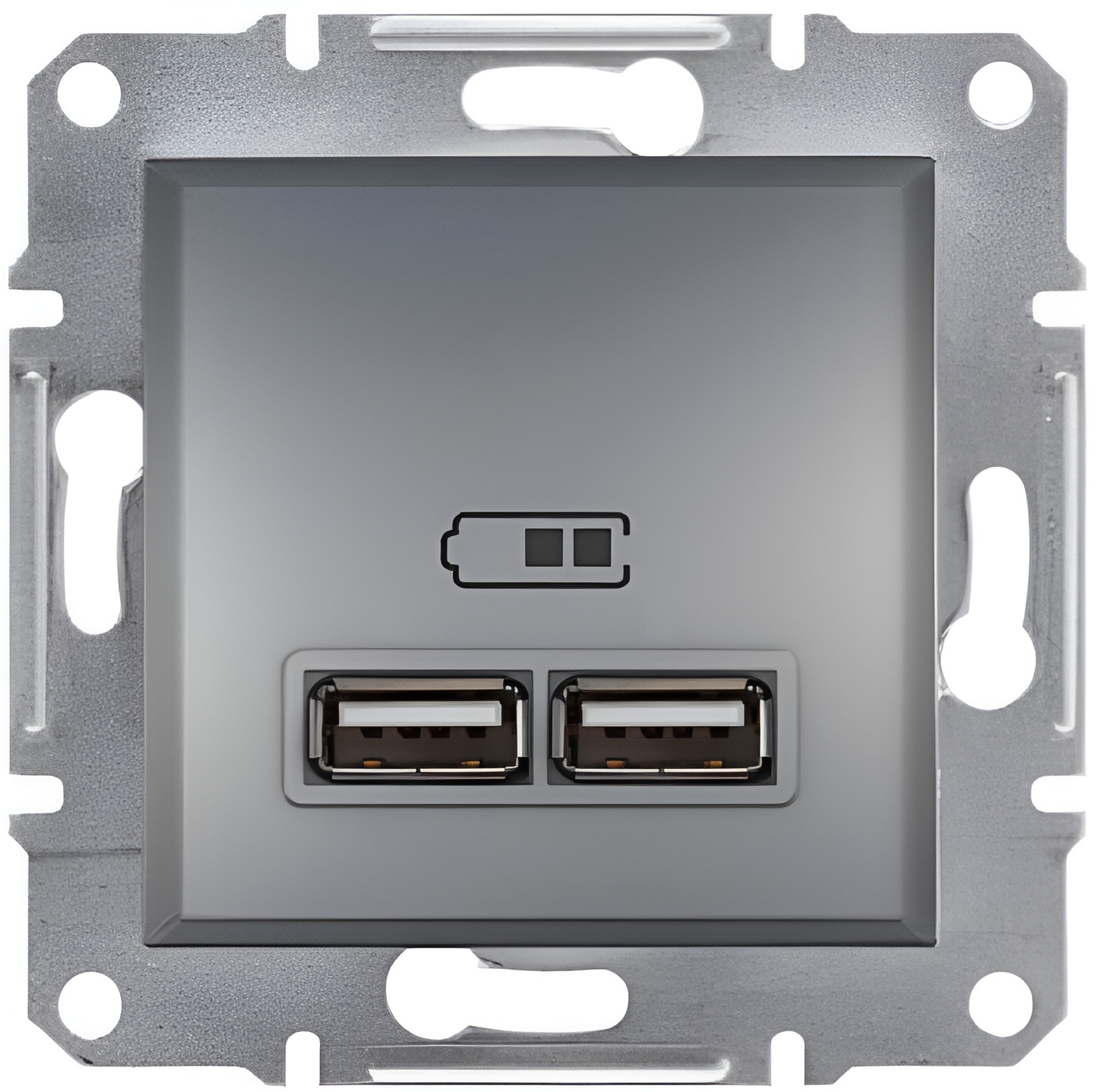 Розетка Schneider Electric Asfora ABS USB 2,1A Сталь (EPH2700262)