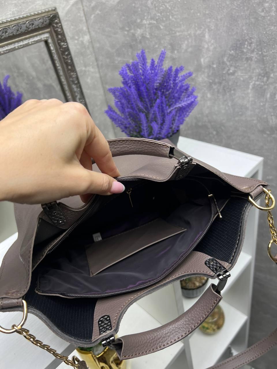 Сумка жіноча сучасна міська екошкіра/натуральна замша 27-33х22х11 см Капучино - фото 6 Сумка жіноча сучасна міська екошкіра/натуральна замша 27-33х22х11 см Капучино - фото 6