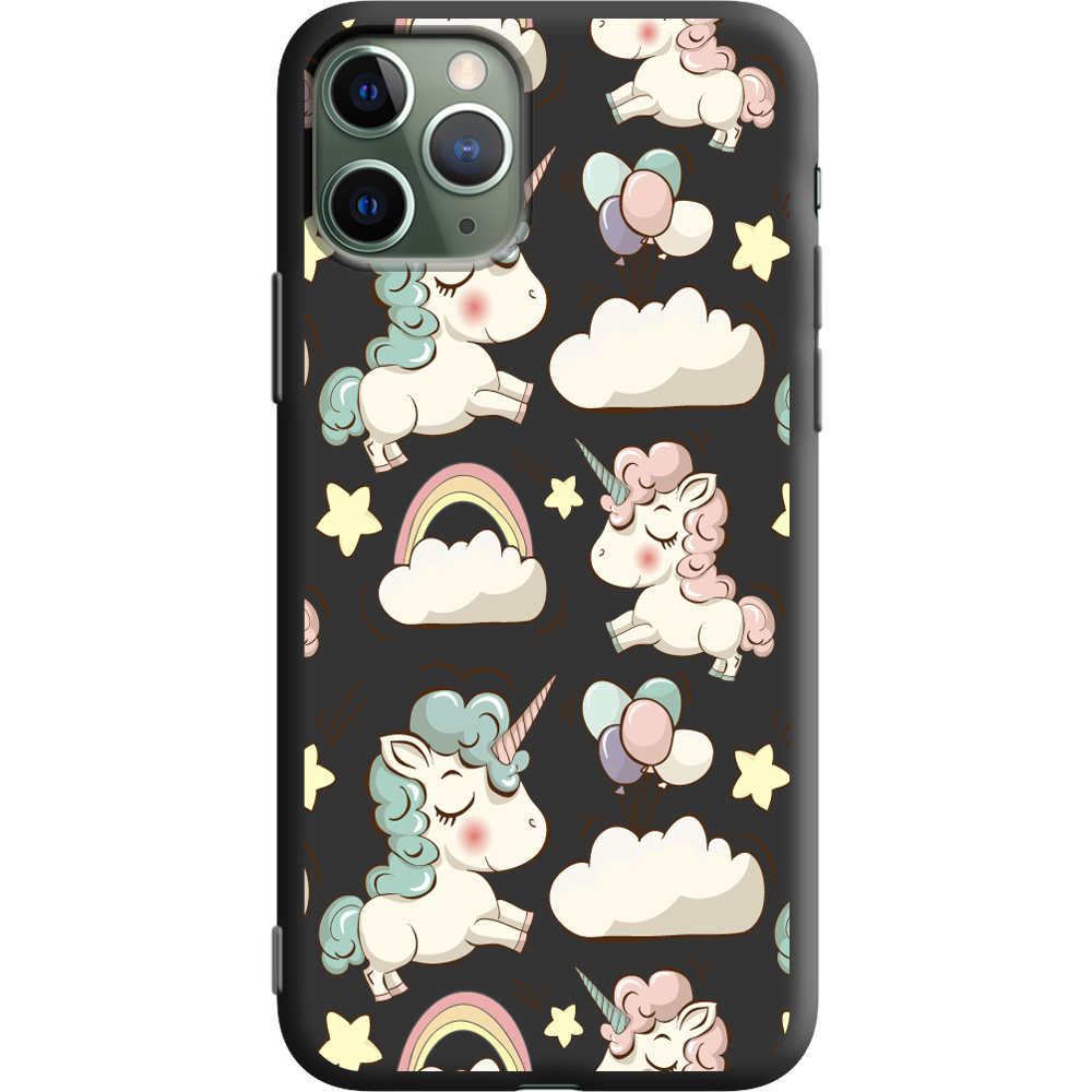 Чехол Boxface iPhone 11 Pro Unicorns Черный силикон (38189-cc2-38277)