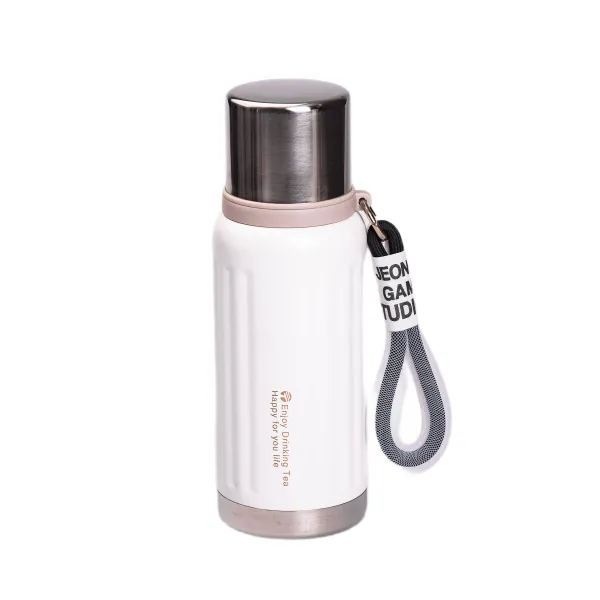 Термос для питья Enjoy YIWU из нержавеющей стали с крышкой и ремешком 600 мл Белый (147-107- HP-14-9W)