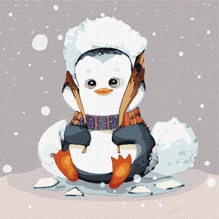 Картина по номерам Ідейка Маленький пингвинчик 25х25 см (KHO2372)