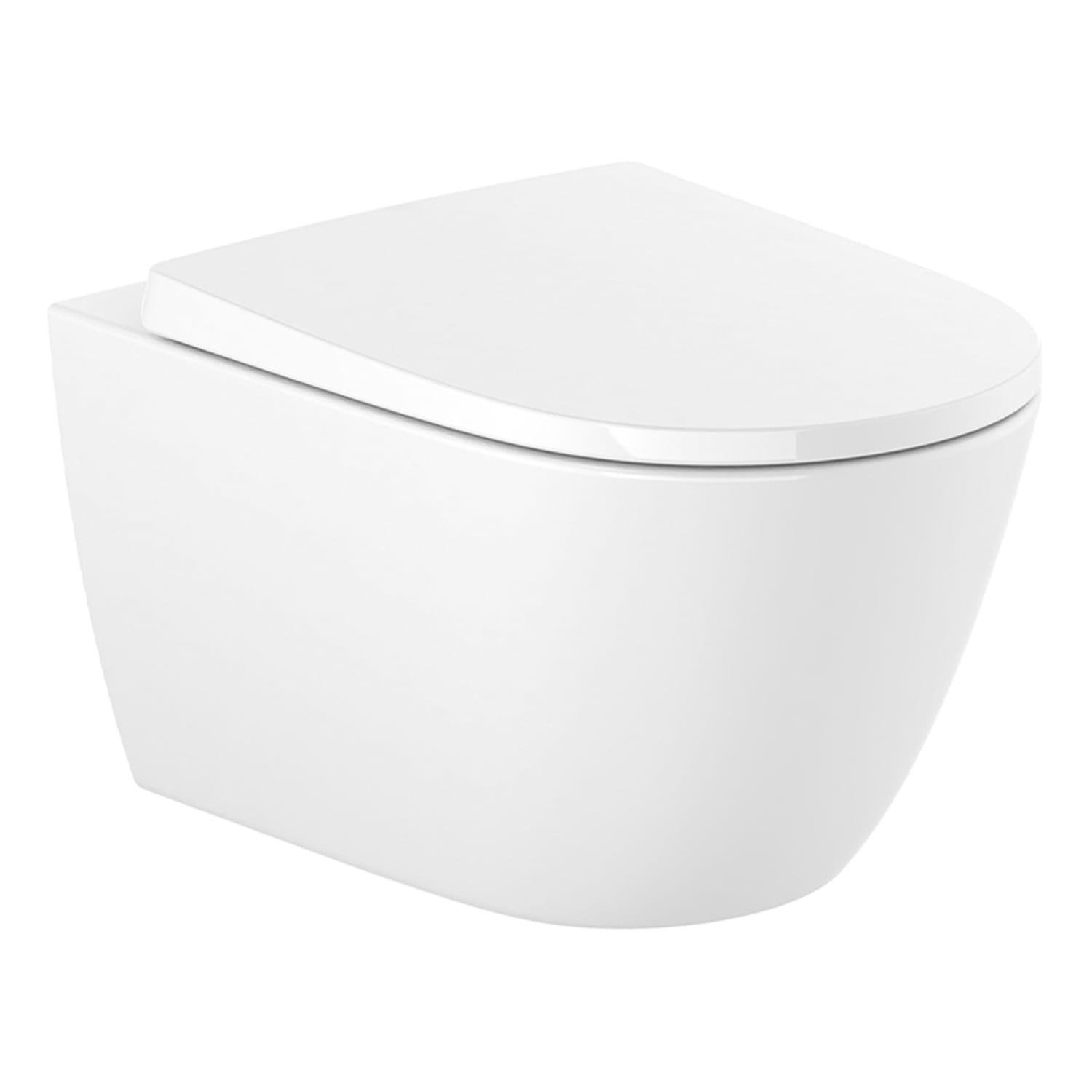 Унітаз підвісний ROCA Ona A34668C000+A801E12002 безобідковий із сидінням з мікроліфтом (248961)