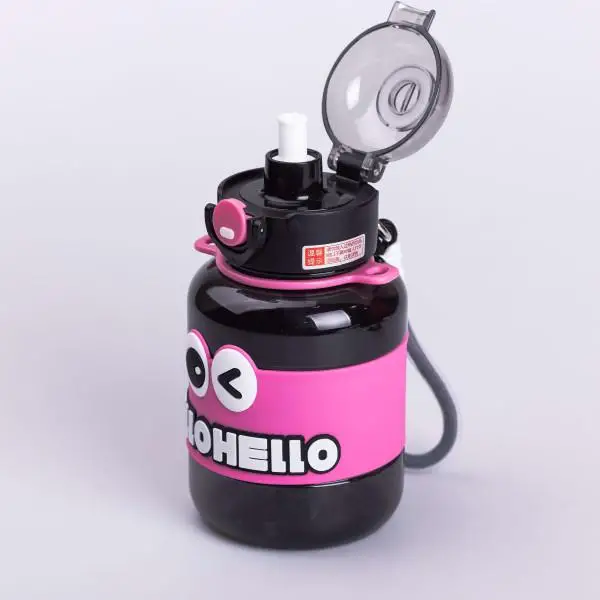 Бутылка для воды детская с трубочкой с ручкой и ремешком 680 мл Черный (6775) - фото 6 Бутылка для воды детская с трубочкой с ручкой и ремешком 680 мл Черный (6775) - фото 6