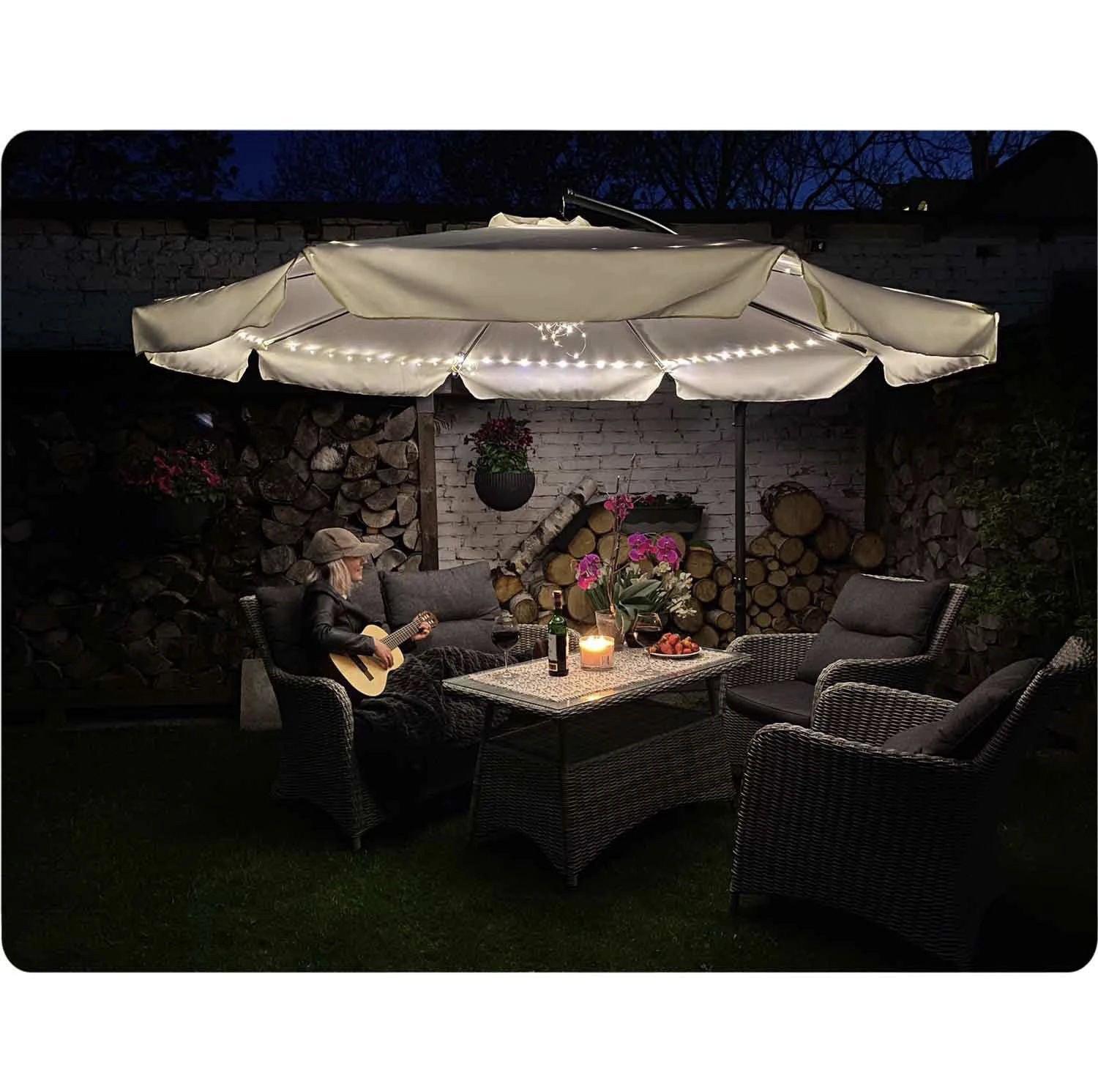 Парасоля садова кутова Plonos з нахилом 3,5 м Кремовий (4231) - фото 8