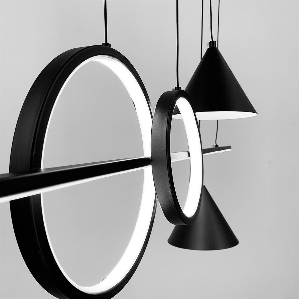 Люстра видовжена LED з 2 конусними плафонами 120 см Чорний (MJ 114 BK) - фото 6