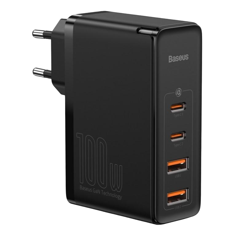Мережевий зарядний пристрій Baseus GaN2 Pro 2USB 2xType-C 100W швидка зарядка 20V/5A EU Чорний