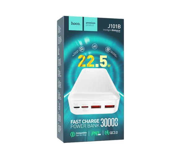 Батарея портативная Hoco J101B Astute Super Fast Charge 22,5W 30000 mAh White - фото 4 Батарея портативная Hoco J101B Astute Super Fast Charge 22,5W 30000 mAh White - фото 4
