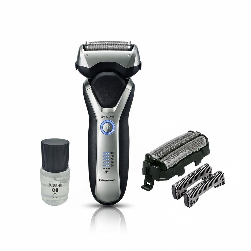 Електробритва Panasonic ES-RT77-S520-AS3 з додатковим комплектом із леза та сіточки WES-9013Y і олією WES-8196X-7911 (32436289)