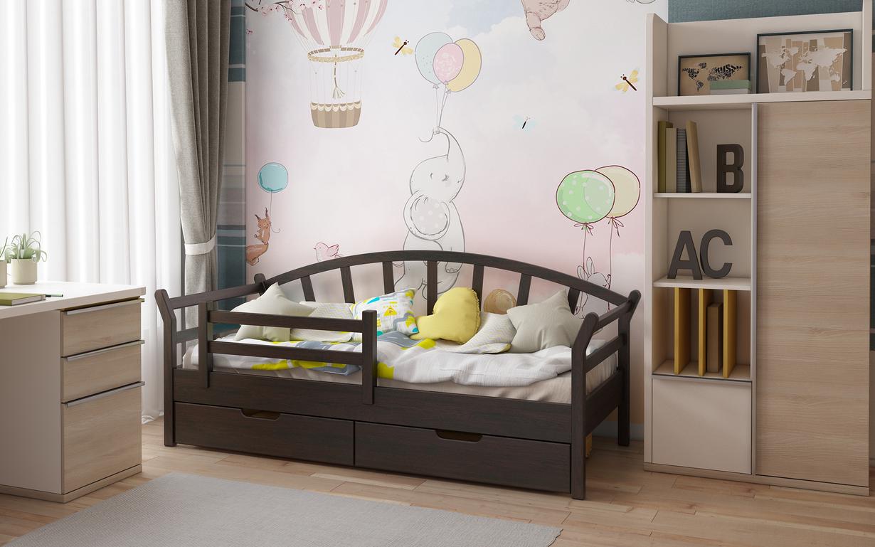 Кровать подростковая STEMMA Божья коровка с ящиками натуральное дерево сосна 80x200 см Венге (52235)