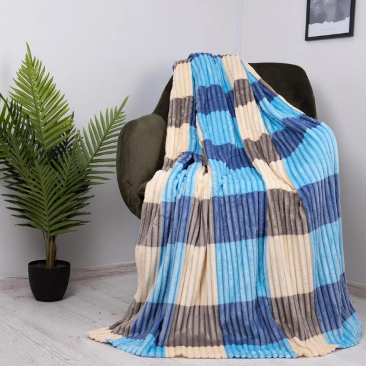 Плед Koloco Шарпей квадраты двухспальный 180х200 см Синий/Голубой (37295)