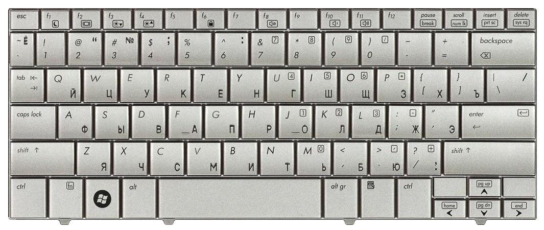 Клавиатура для ноутбука HP Mini 2133/2140 EN Silver