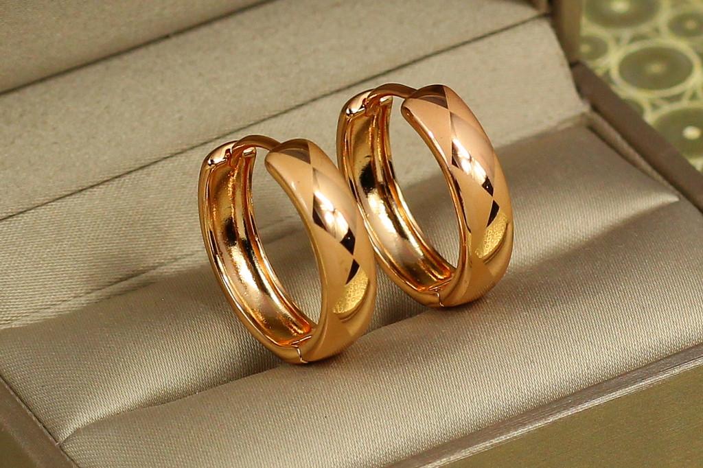 Серьги Xuping Jewelry кольца крокреневые с ромбическим узором 2,2 см Золотистый (2189732440)