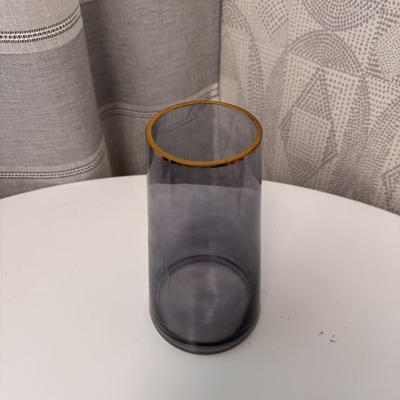 Ваза стеклянная 22 см Темно-Серый/Золотой (AWN-00463) - фото 3