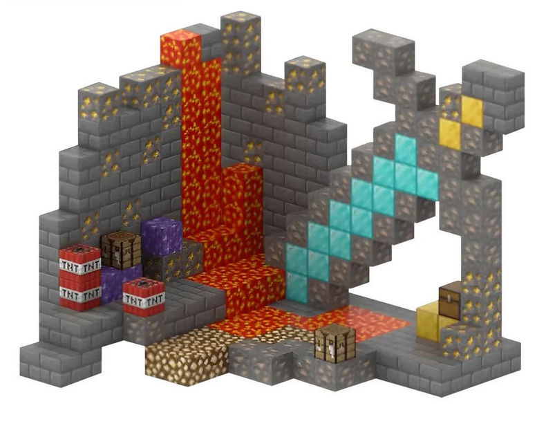 Конструктор магнитный Minecraft Шахта с мечом 268 блоков (24111542)