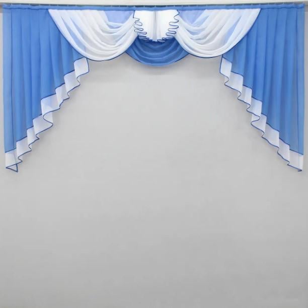 Ламбрекен на карниз шифон 2,5 м Голубой/Белый (00л 60-174)