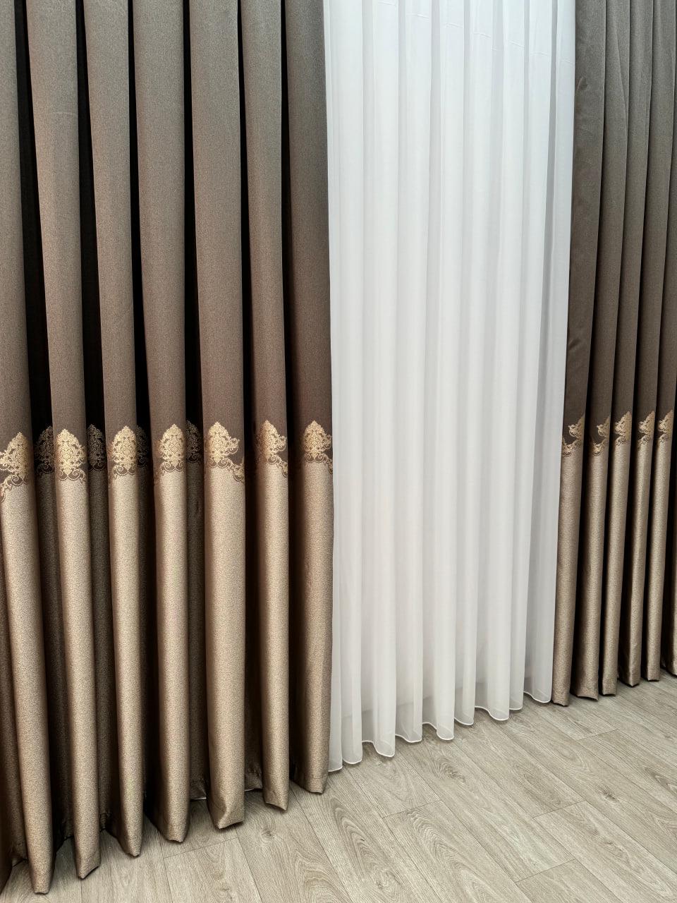 Комплект штор готовый с узором Роял 150х280 см 2 шт. Коричневый