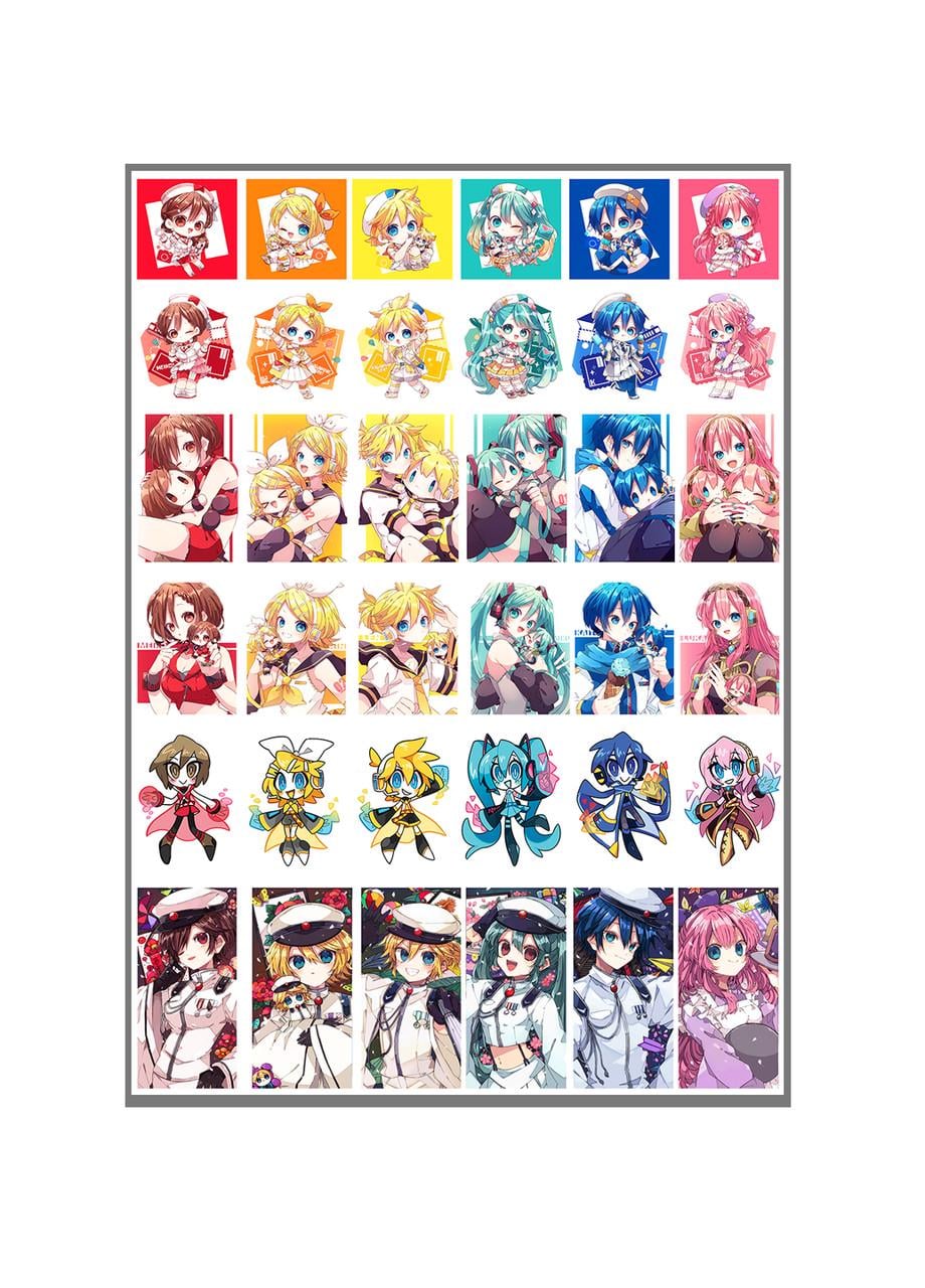 Стикеры наклейки аниме Мику Вокалоид Vocaloid А3 лист (stik_300)