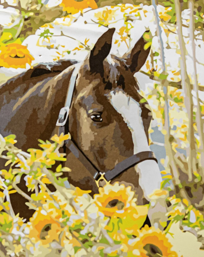 Картина по номерам Strateg Лошадь в цветах 40x50 см (VA-3393)