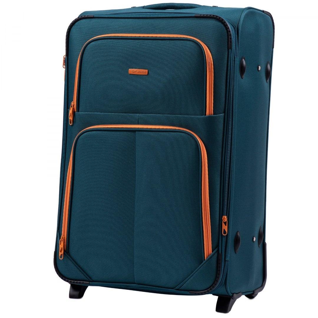 Чемодан тканевый Wings 214 большой на 2 колесах 74х48х30 см 106 л Темно-зеленый