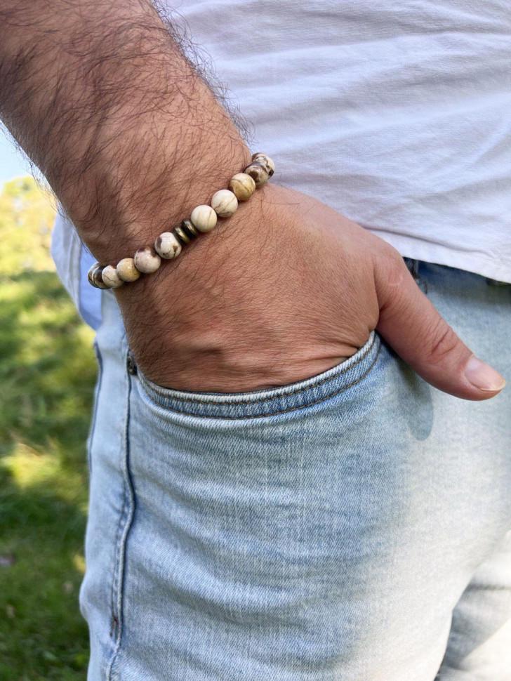 Браслет мужской из натурального камня яшма (4526) Браслет мужской из натурального камня яшма (4526)