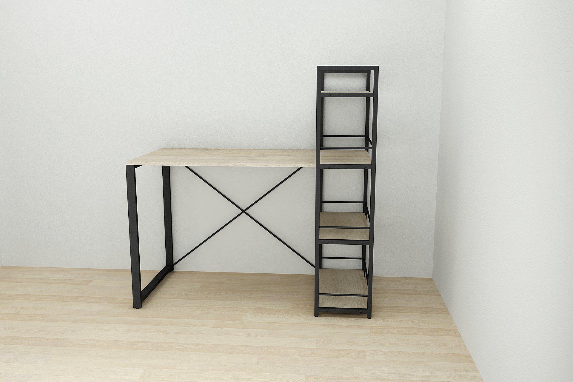 Письменный стол Ferrum-decor Konekt с этажеркой металл/ДСП 16 мм Черный/Дуб Сонома (FRD-104222) - фото 2