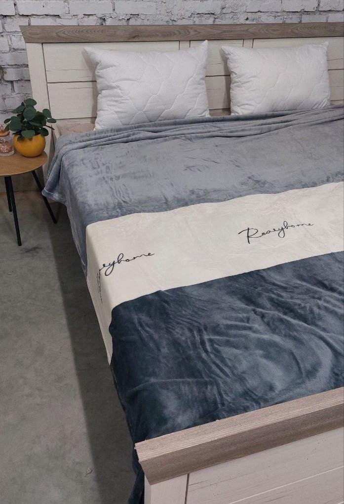 Покрывало махровое полуторное Бело-серый (32333)