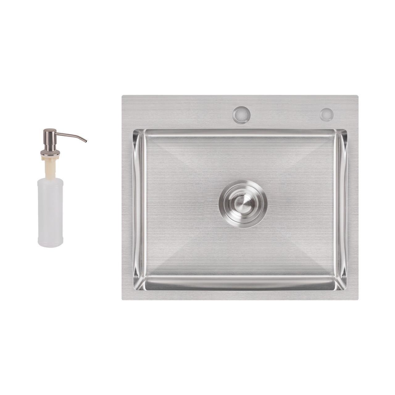 Мийка для кухні інтегрована Lidz Handmade H5045 LDH5045BRU35383 3,0/1,0 мм Brushed Steel