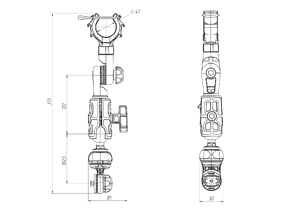 Держатель ноги носового элетромотора Borika FASTen FRh101 d до 50 мм Черно-серый (01.13.014.01.01) - фото 2